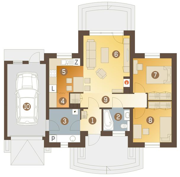 Parter projektu Promyk z garażem 1-st. [A]