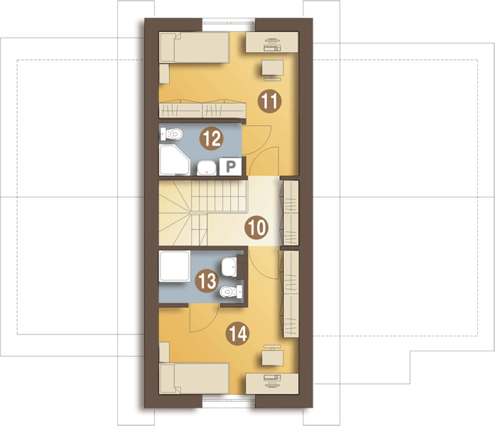 Poddasze projektu Artur z garażem 1-st. [A]