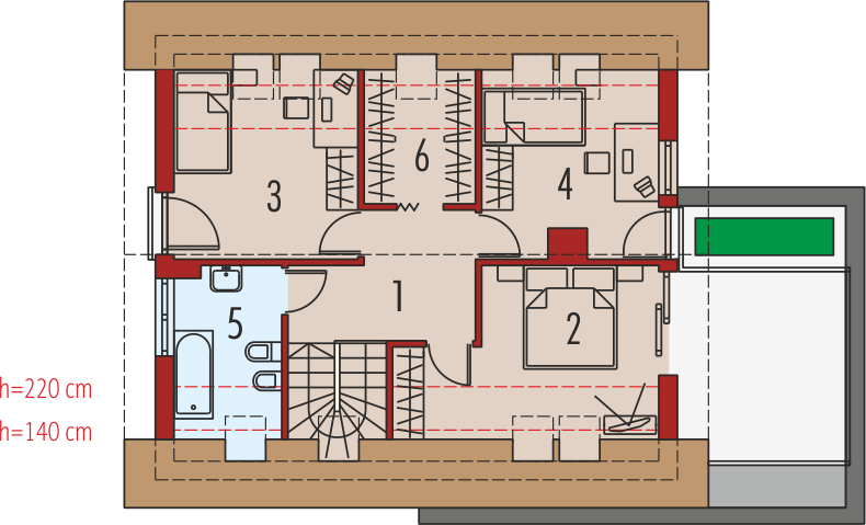 Poddasze projektu Tim IV G1 (wersja A) economic