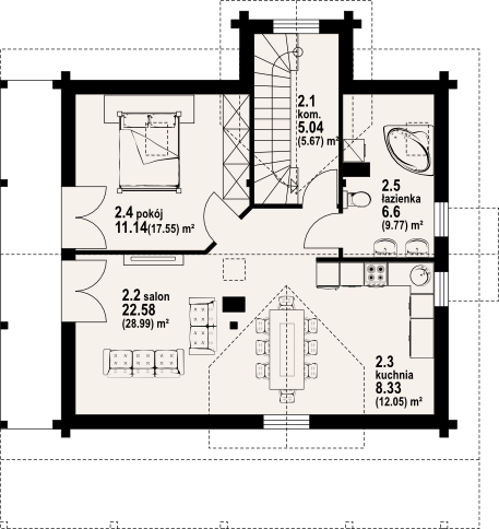 Poddasze projektu Osiek 22 dw
