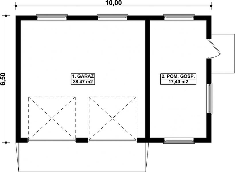 Parter projektu G280 - Budynek garażowo - gospodarczy
