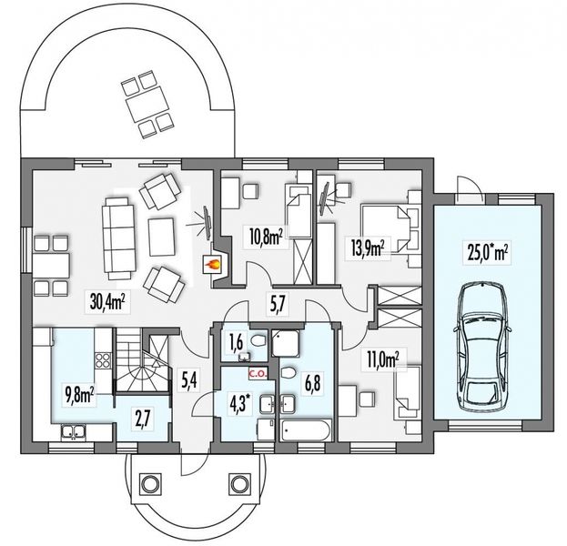 Parter projektu Kinga wersja B pojedynczy garaż