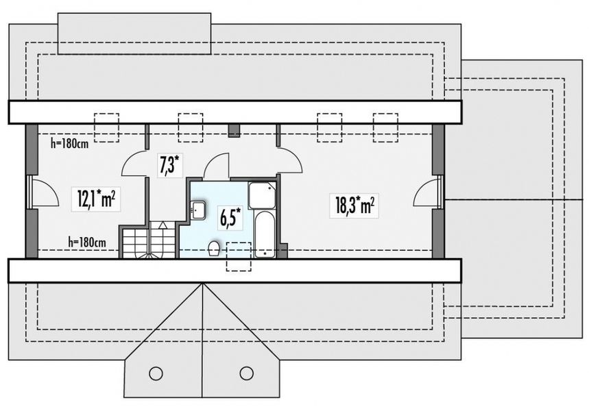 Poddasze projektu Kinga wersja B pojedynczy garaż