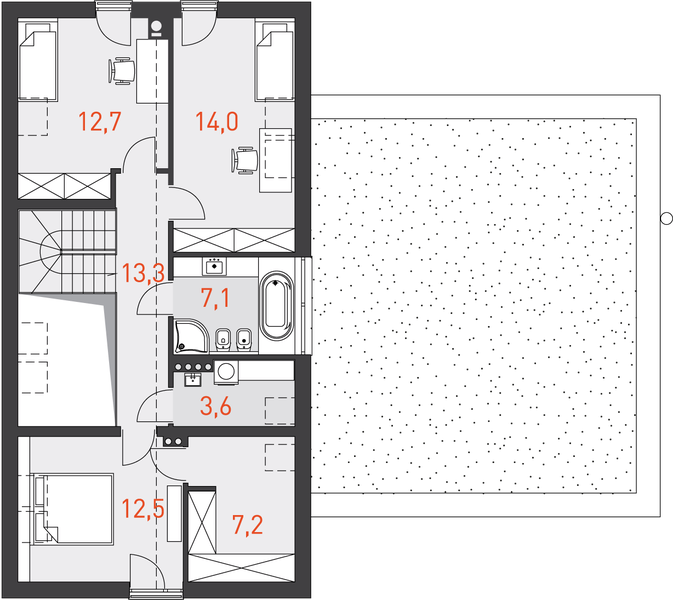 Poddasze projektu Nowoczesny 2