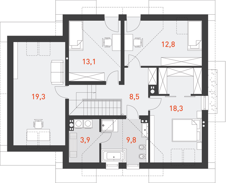 Poddasze projektu Praktyczny 3A