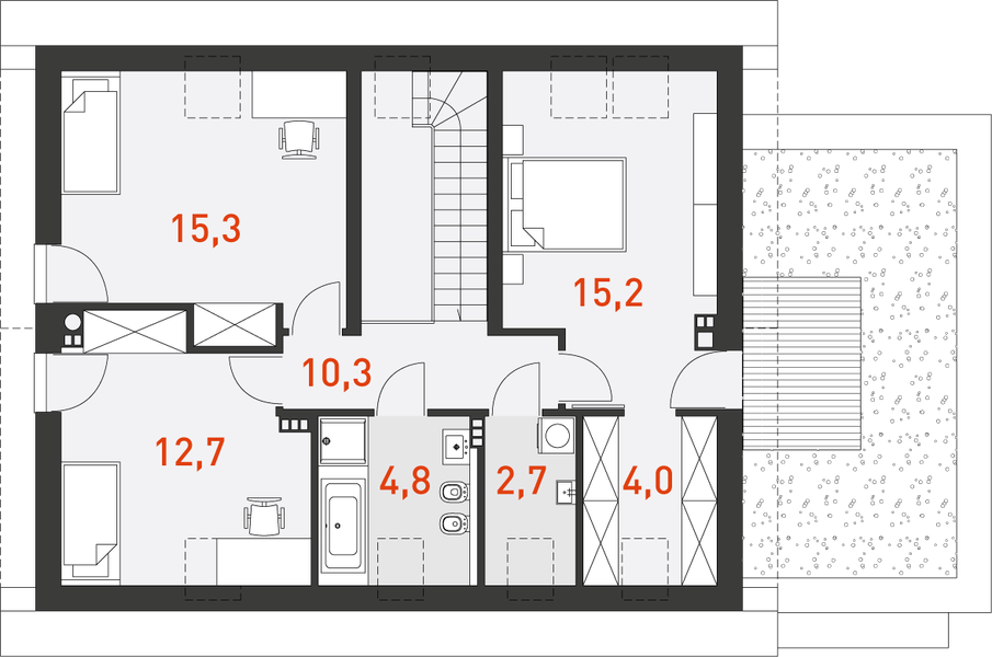 Poddasze projektu Atrakcyjny 3A