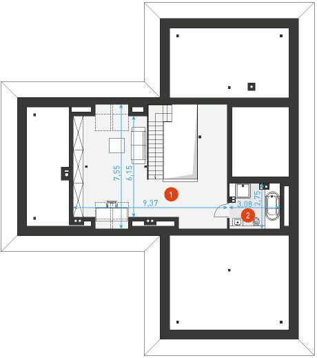 Poddasze projektu Komfortowy 1