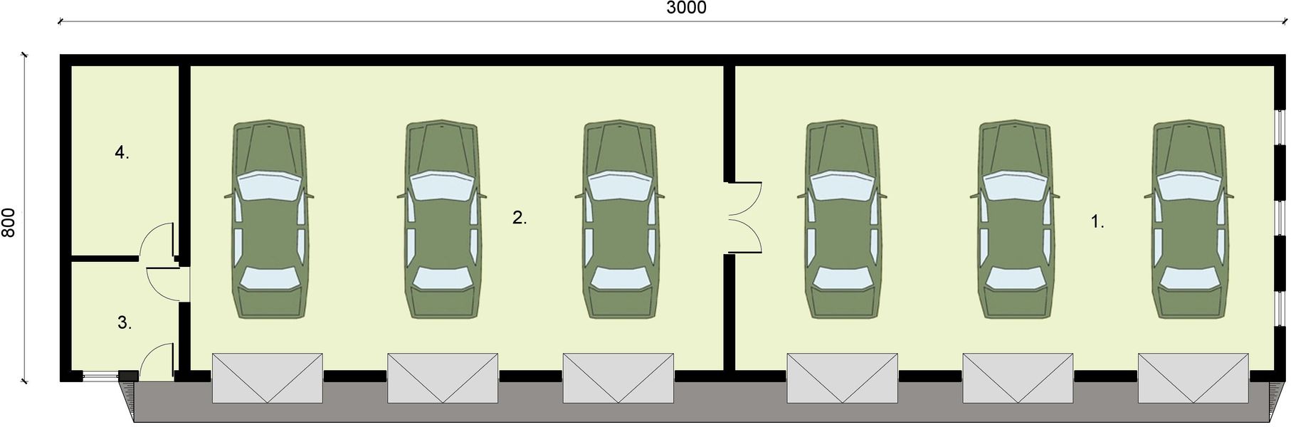 Parter projektu G271 szkielet drewniany sześciostanowiskowy