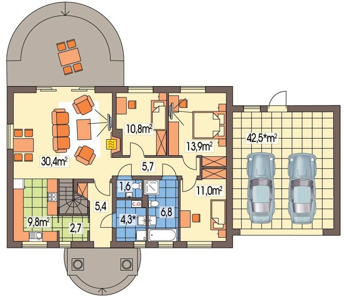 Parter projektu Kinga wersja C podwójny garaż