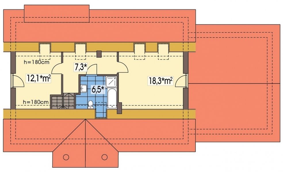 Poddasze projektu Kinga wersja C podwójny garaż