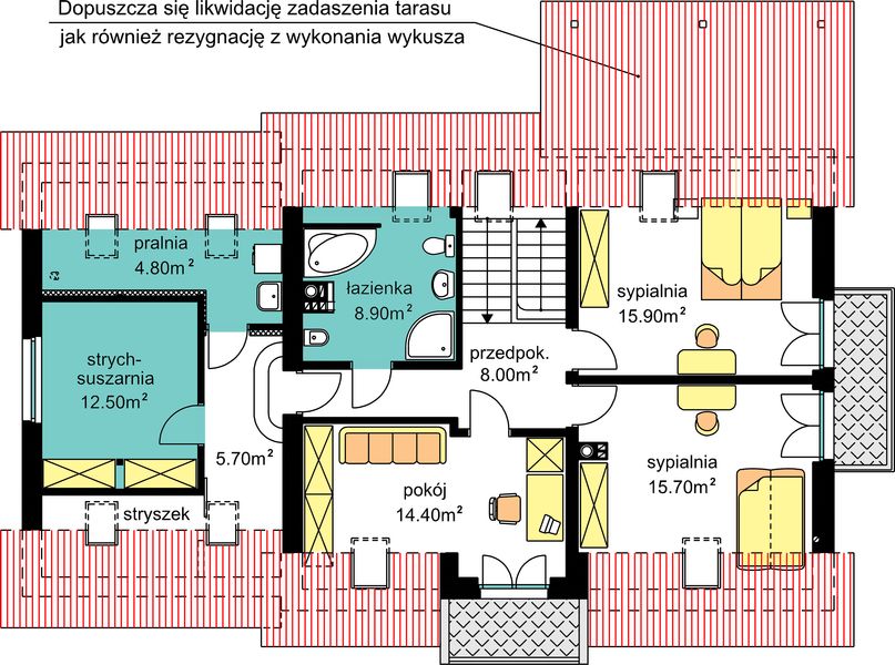 Poddasze projektu BW-44 wariant 1