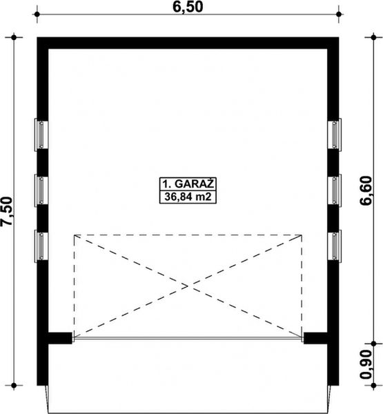 Parter projektu G297 - Budynek garażowy