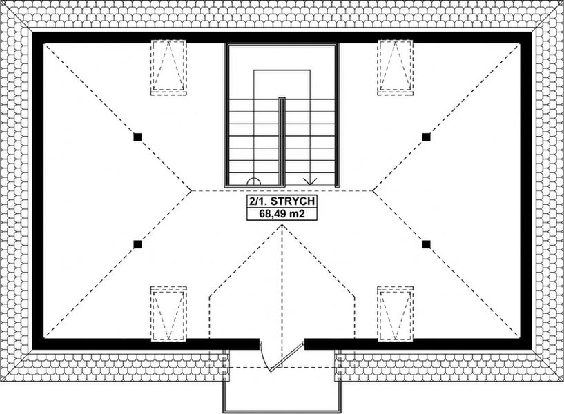 Poddasze projektu G284 - Budynek garażowo - gospodarczy