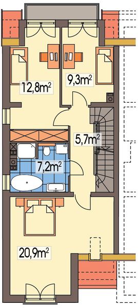 Poddasze projektu Erwin MDM segment skrajny lewy