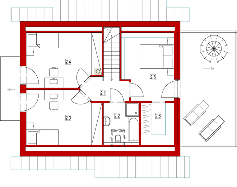 Poddasze projektu Domek Na Miodowej (026 ES+GT)