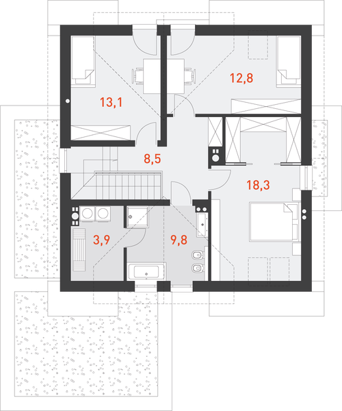 Poddasze projektu Praktyczny 2A