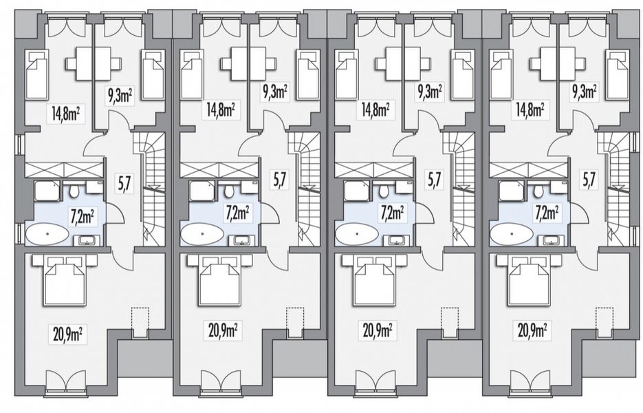 Piętro 1 projektu Erwin - szereg l+s+s+p