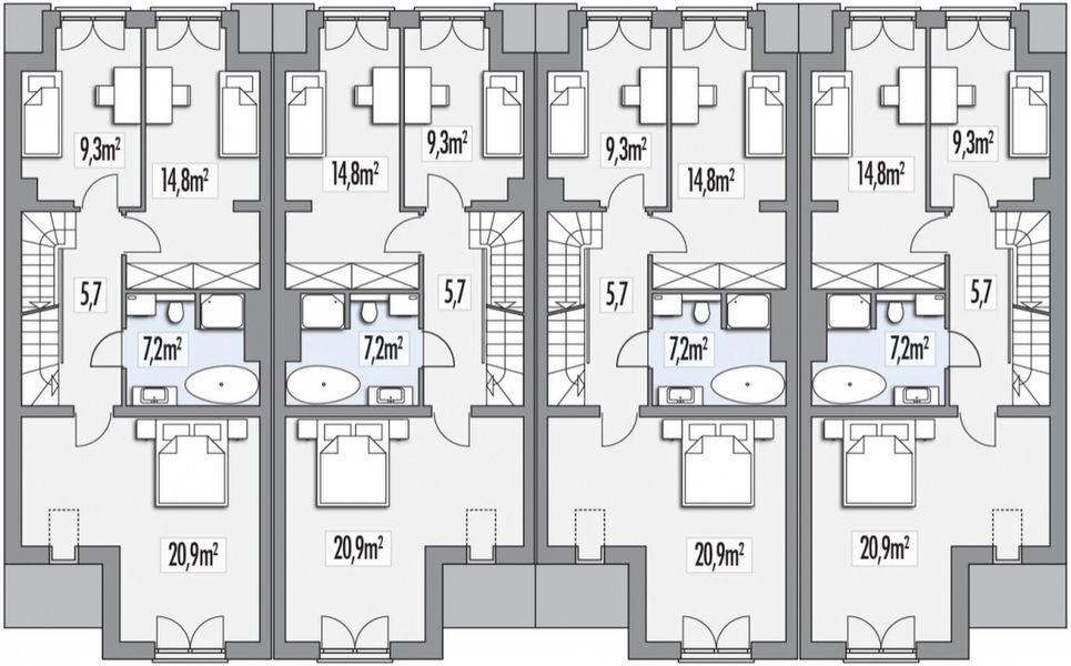 Piętro 1 projektu Erwin - szereg pl+s+sl+p