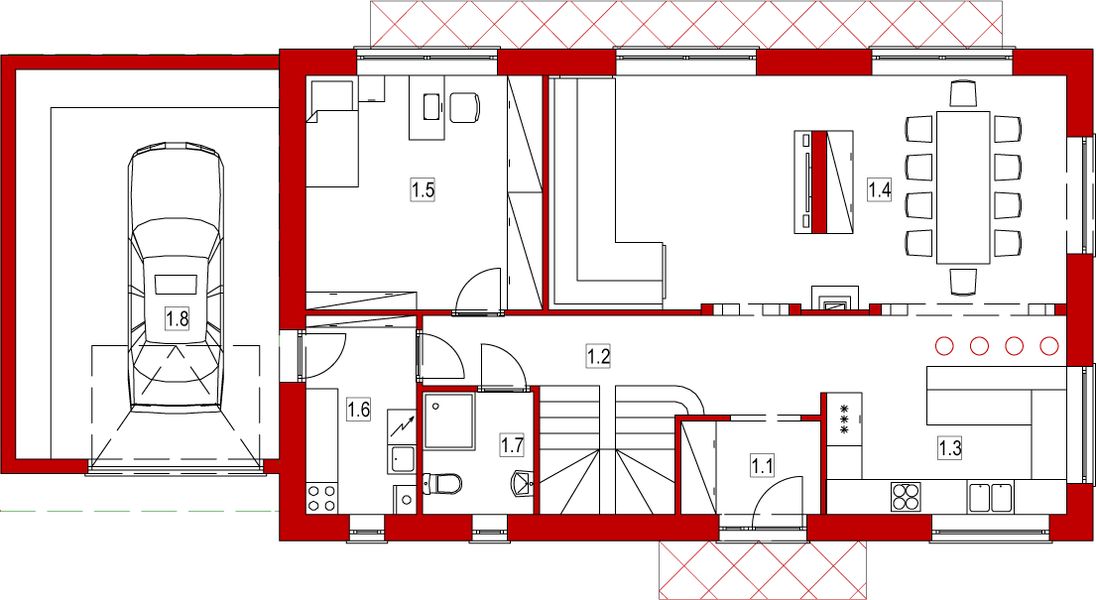 Parter projektu Domek W Bukowie (028 ES+GT)