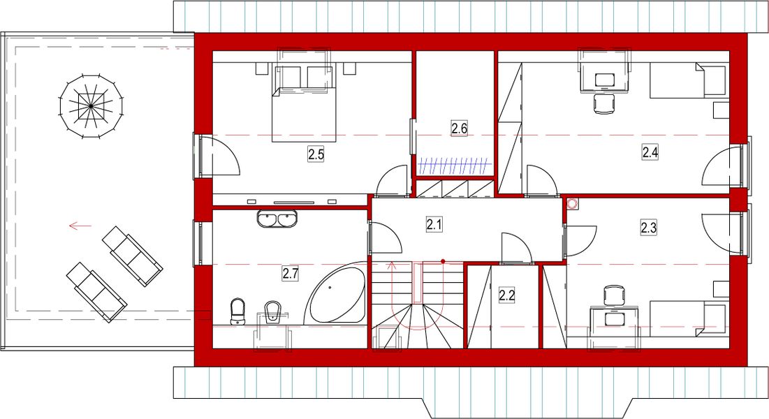 Poddasze projektu Domek W Bukowie (028 ES+GT)
