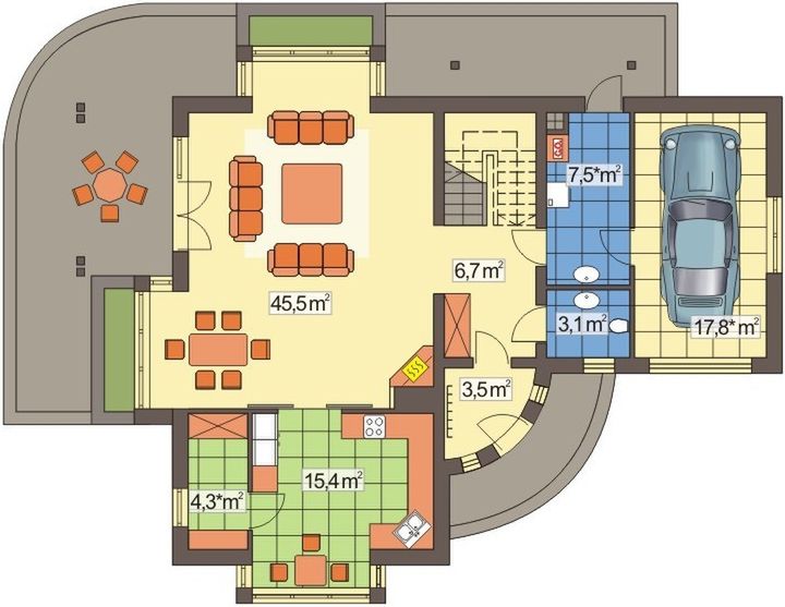 Parter projektu Walia wesja A z pojedynczym garażem