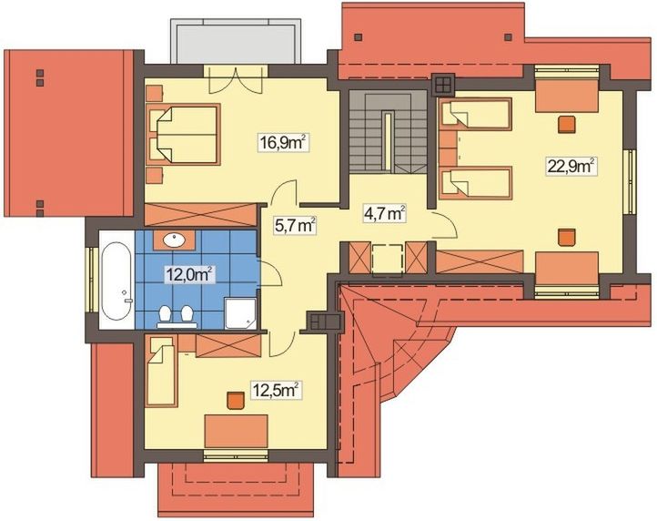 Poddasze projektu Walia wesja A z pojedynczym garażem