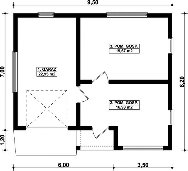 Parter projektu G303 - Budynek garażowo - gospodarczy