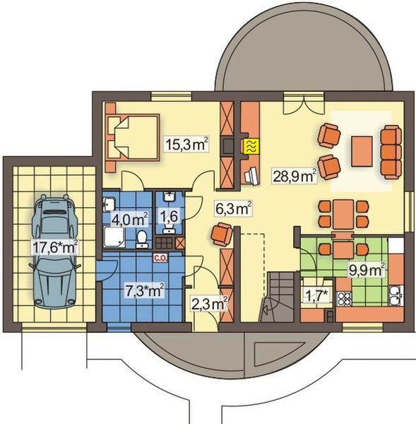 Parter projektu Słoneczko B garaż