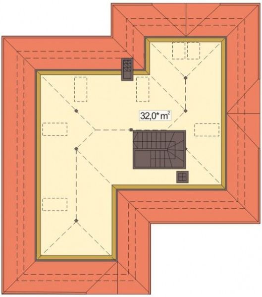 Poddasze projektu Wierzba B garaż z przodu schody proste