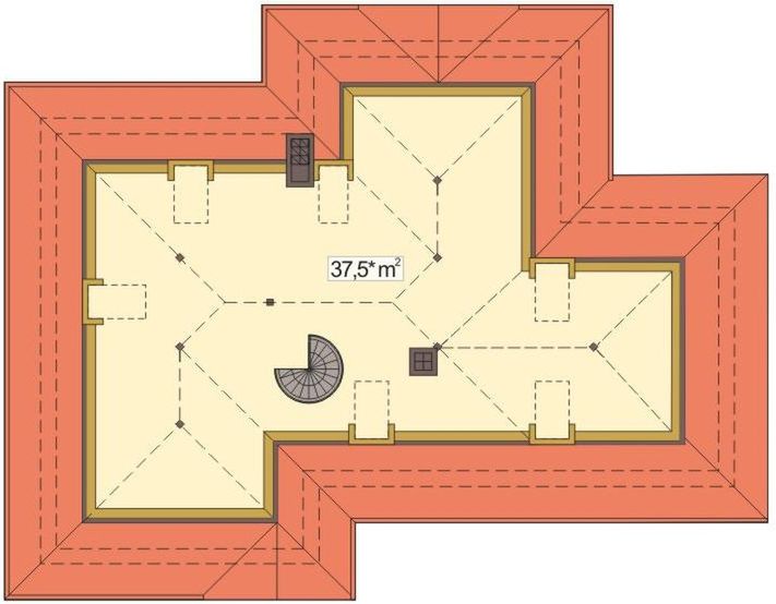 Poddasze projektu Wierzba C garaż z boku schody kręte