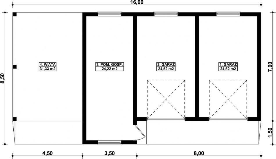 Parter projektu G293 - Budynek garażowo - gospodarczy
