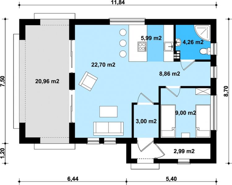 Parter projektu G311 - Budynek letniskowy