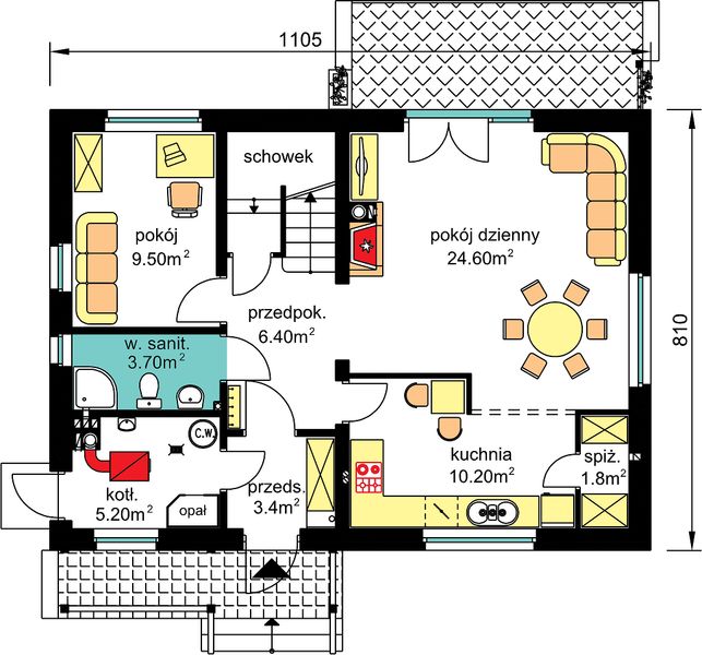 Parter projektu BW-49 war. 3 z garażem lub bez