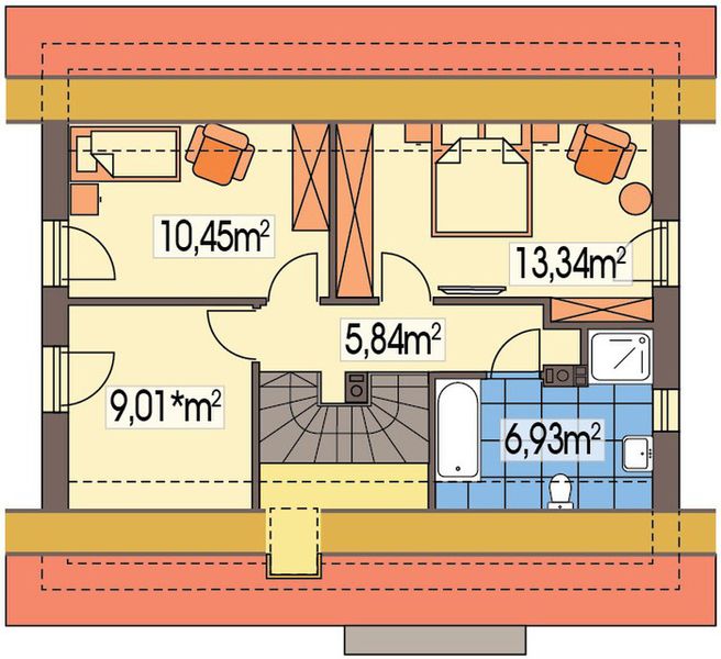 Poddasze projektu Jantar MDM wersja A paliwo stałe