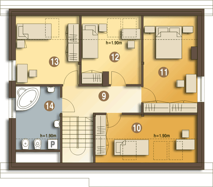 Poddasze projektu Wanda z garażem 1-st. [A]