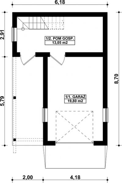 Parter projektu G41 - Budynek garażowo - gospodarczy