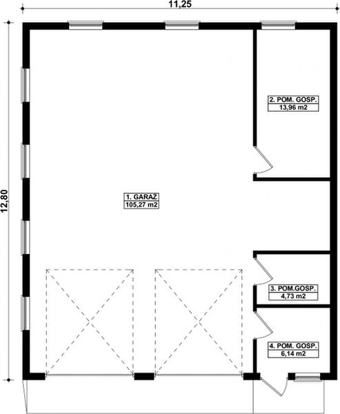 Parter projektu G97 - Budynek garażowo - gospodarczy