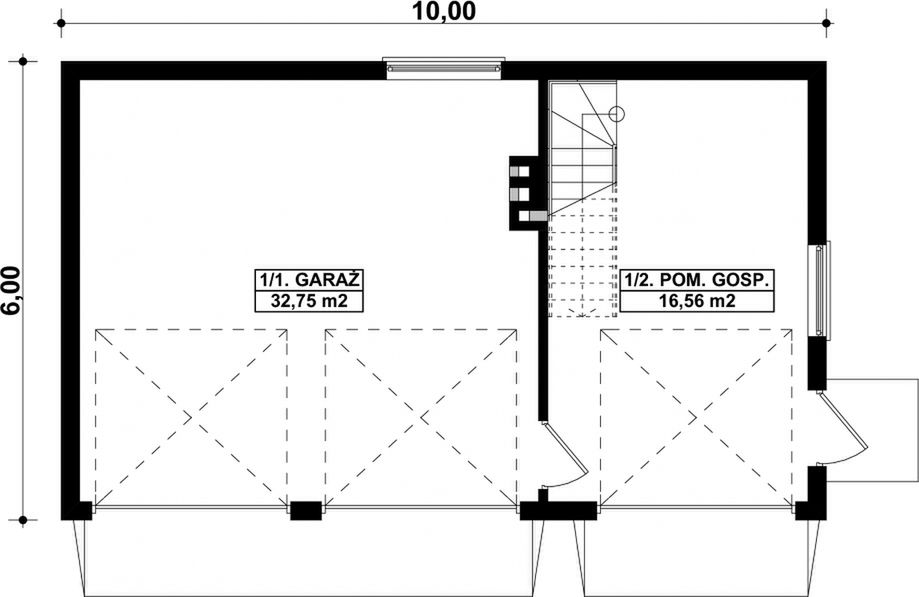 Parter projektu G98 - Budynek garażowo - gospodarczy