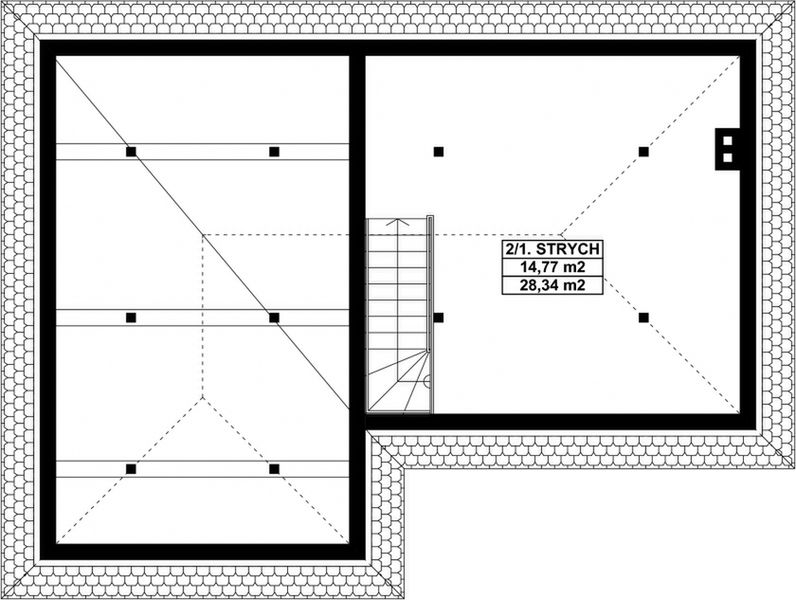 Poddasze projektu G101 - Budynek garażowo - gospodarczy