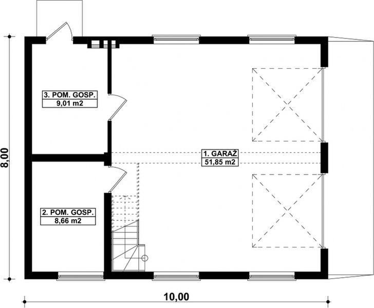 Parter projektu G110 - Budynek garażowo - gospodarczy
