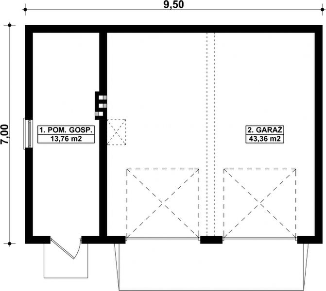 Parter projektu G114 - Budynek garażowo - gospodarczy