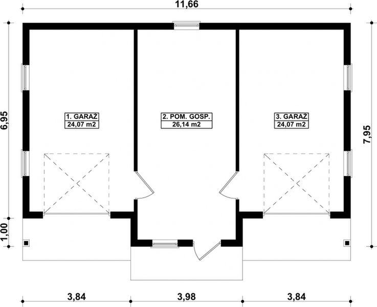 Parter projektu G45 - Budynek garażowo - gospodarczy