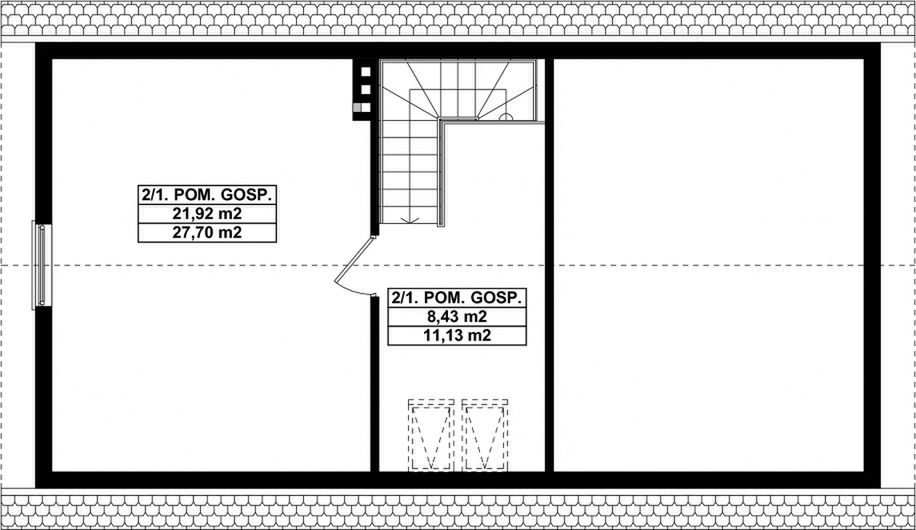Poddasze projektu G60 - Budynek garażowo - gospodarczy