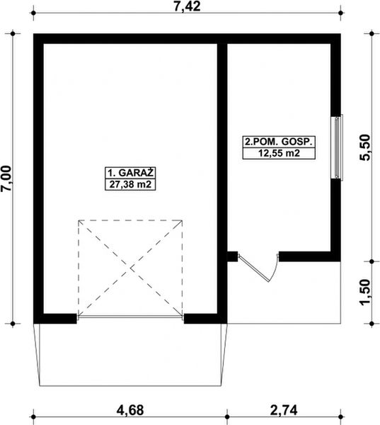 Parter projektu G63 - Budynek garażowo - gospodarczy