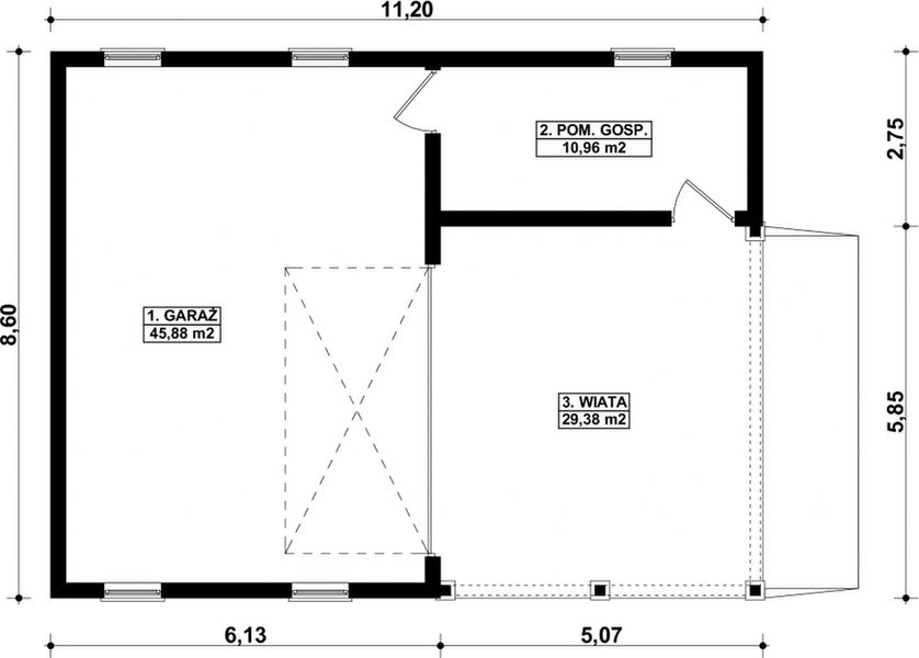 Parter projektu G66 - Budynek garażowo - gospodarczy