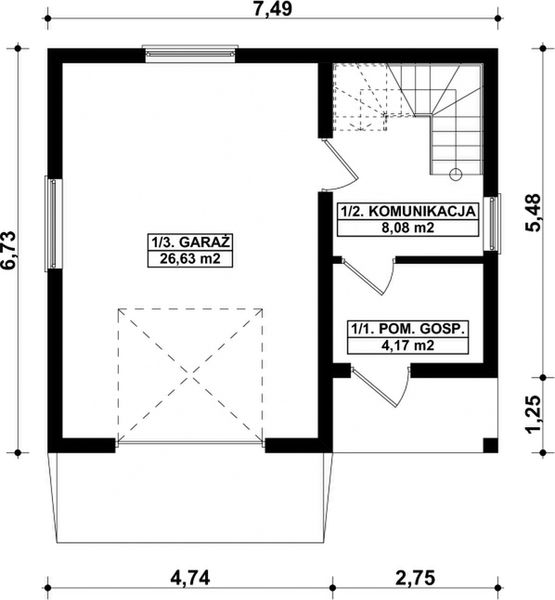 Parter projektu G71 - Budynek garażowo - gospodarczy