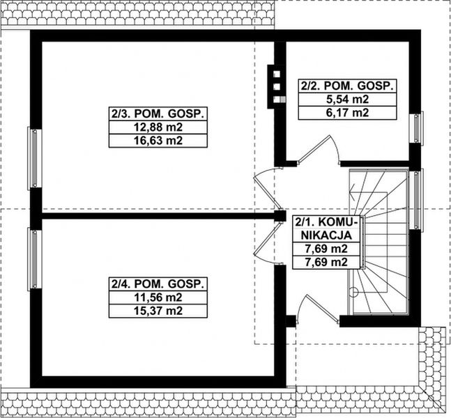 Poddasze projektu G75 - Budynek garażowo - gospodarczy