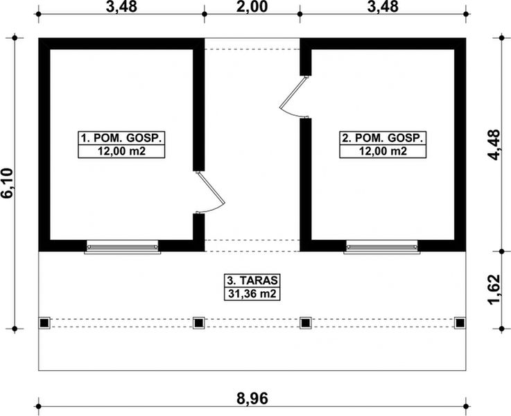 Parter projektu G76 - Budynek gospodarczy