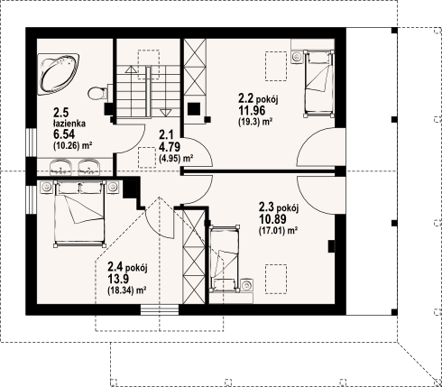 Poddasze projektu Osiek 3 dw