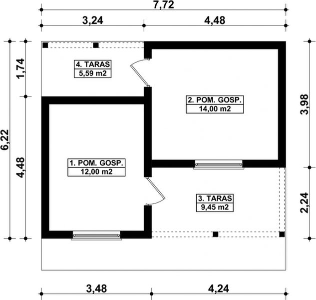 Parter projektu G77 - Budynek gospodarczy